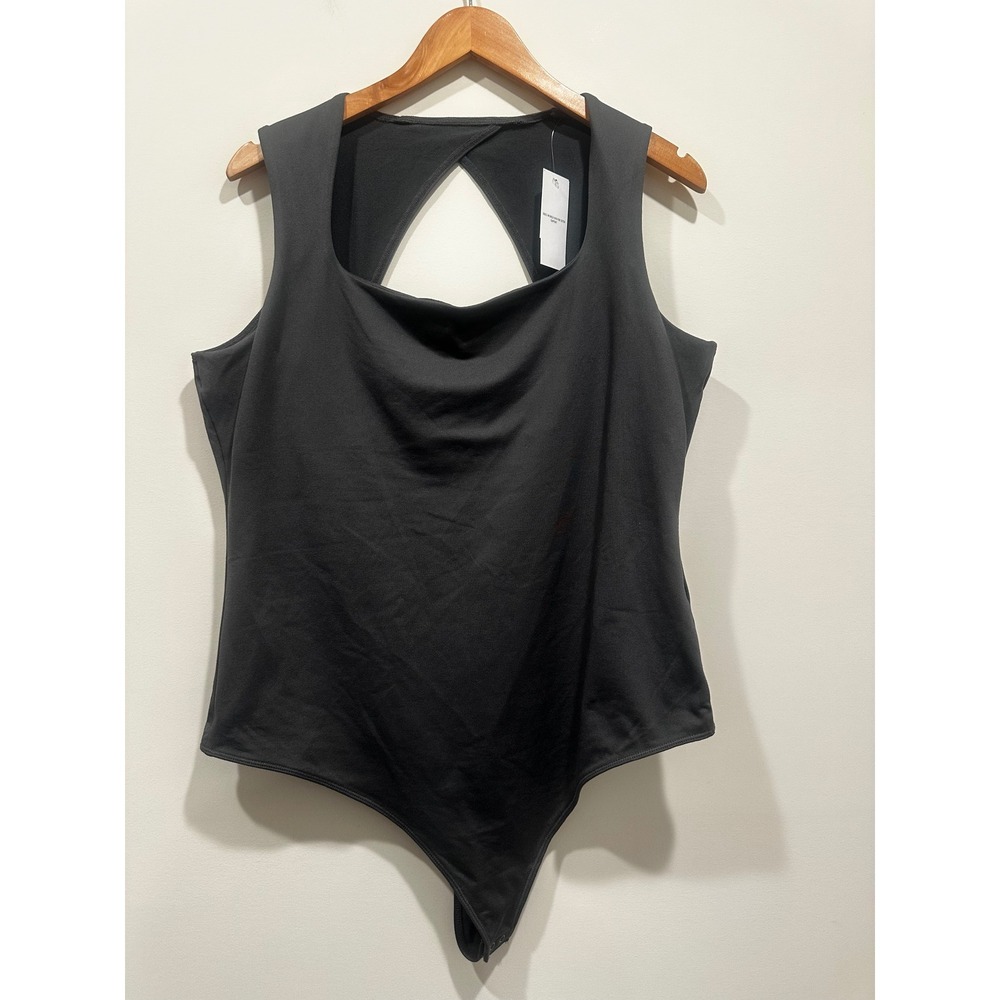 Hollister NWT XXL Charcoal Gray Cowl Neck Bodysuit Built-In Shelf Bra Cutout
